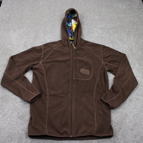 686 Hoodie Mens Medium Brown Full Zip Fleece L/S Pocket Hooded Sweatshirt - Picture 1 of 15